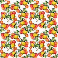 Seamless pattern with red apples and leaves Vector illustration N3