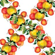 Seamless pattern with red apples and leaves Vector illustration N4
