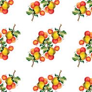 Seamless pattern with red apples and leaves Vector illustration N5