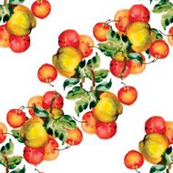 Seamless pattern with red apples and leaves Vector illustration N6