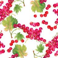 Watercolor seamless pattern with branches rowan berry