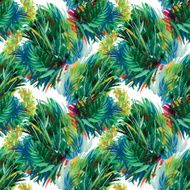 Watercolor seamless pattern with grass Hand painting N4