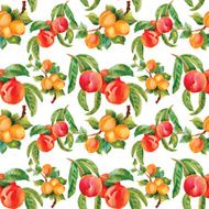 Seamless background with red apples and leaves Vector illustration N2