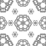 Vector Seamless White and Black traditional Floral pattern background