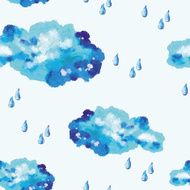 wonderful clouds and raindrops painted watercolor
