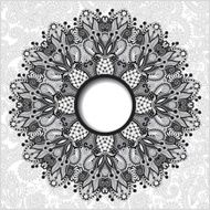 grey floral round pattern in Ukrainian oriental ethnic style