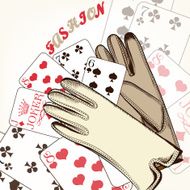 Fashion background with gloves and playing cards N2