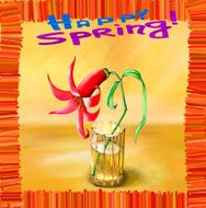 Happy Spring Card Lily in Glass