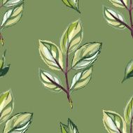 Watercolor seamless pattern with green leaves N2