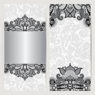 grey decorative label card for vintage design ethnic pattern