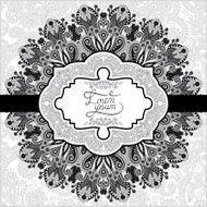 grey vintage floral ornamental template on flower background N2