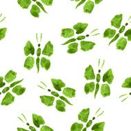 Vector Seamless Pattern of Butterflies Watercolor