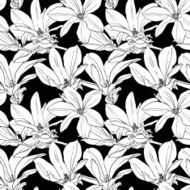 Decorative floral seamless pattern with flowers on black background