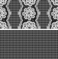 Seamless pattern - floral lace ornament white and black background