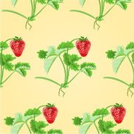 Seamless texture of strawberries with flowers and leaves vector