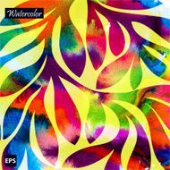 Grunge retro watercolor pattern of colored leaves N2