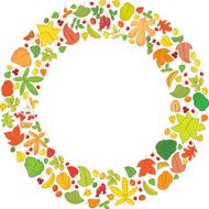 Round backround with autumn leaves