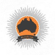 Australia map with vintage style star burst retro element for