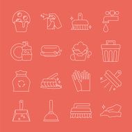 cleaning line icon set N4