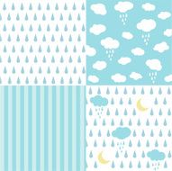 Seamless pattern Rain and Clouds