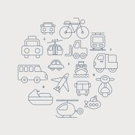 transportation line icon circle set