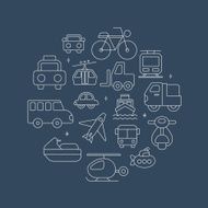 transportation line icon circle set N2
