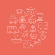 transportation line icon circle set N3