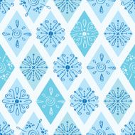 Vector abstract blue doodle rhombus seamless pattern background