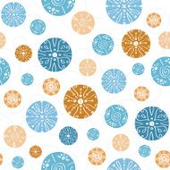 Vector abstract blue brown vintage circles seamless pattern background