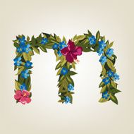 letter Flower alphabet Colorful font Lowercase N23