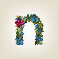 letter Flower alphabet Colorful font Lowercase N24