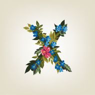 letter Flower alphabet Colorful font Lowercase N26