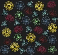 Vector flowers dark background N2