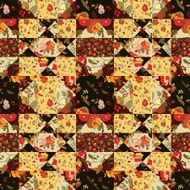 seamless patchwork pattern with flowers Vintage boho style N4