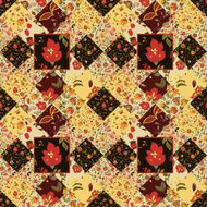seamless patchwork pattern with flowers Vintage boho style N5
