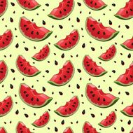 Seamless background with red fresh juicy watermelon slices N2