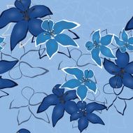 Blue vector seamless flower background pattern