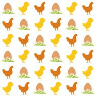 egg chicken and hen seamless pattern