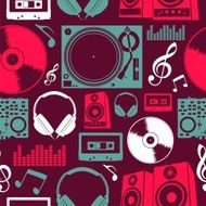Dj music icons seamless pattern