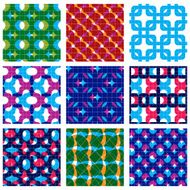 Set of multicolored grate seamless patterns