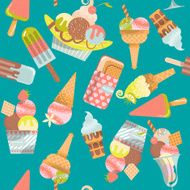 Different flavors of ice cream Seamless background pattern