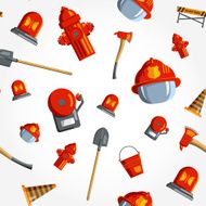 Color vector seamless pattern firefighter equipment Flat icon b