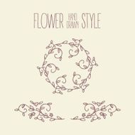 Hand drawn vector vintage floral branches and wreathes N2
