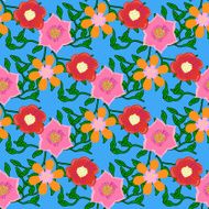 Seamless color pattern with flowers