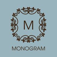 Monogram design Vector floral outline frame or borde