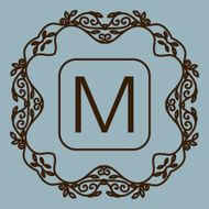 Monogram design Vector floral outline frame or borde N2