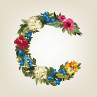 C letter Flower capital alphabet Colorful font Uppercase