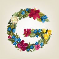 G letter Flower capital alphabet Colorful font Uppercase