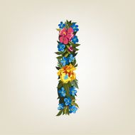 I letter Flower capital alphabet Colorful font Uppercase