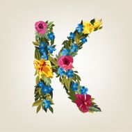 K letter Flower capital alphabet Colorful font Uppercase